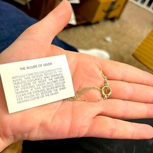 New, January Birth Stone, Silver Necklace, Chain and Little Ring Pendant